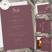 Wine Burgundy Minimalist Wedding Photo Save The Date