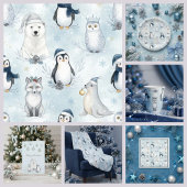 Winter Arctic Animals Cute Penguin & Polar Bear Pappteller
