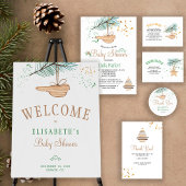 Winter forest rustic baby shower thank you favor runder aufkleber