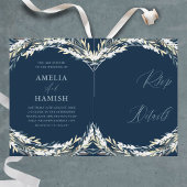 Modernes QR Code Blue & Silver Foliage UAWG Weddin RSVP Karte