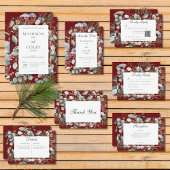 Winter Weihnachtsgrün Red Wedding QR Code RSVP Karte