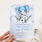 Winter Elephant Snowflake Baby Dusche Einladung
