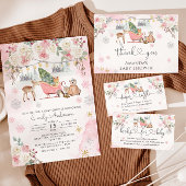 Winter Pink Woodland Tiere Mädchen Bücher für Kind Begleitkarte