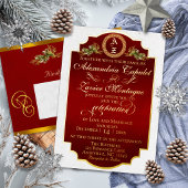 Winter Botanical Flourish Monogramm - Blau Folieneinladung