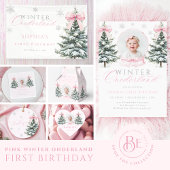 Pink Bow Winter Onederland First Birthday Napkins Serviette