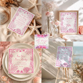 Pink Coastal Baby Shower  Dankeskarte