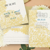 Blooming Dahlia Yellow Iris Wedding Save The Date