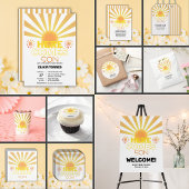 Gelbe Streifen hier kommt die Sonnendusche Begleitkarte