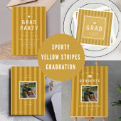 Modern Yellow Sporty Stripes Graduation Party Einladung