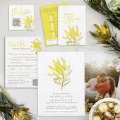 Hochgelbe Leucadendron Aquarellblume Tischnummer