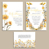 Yellow Wildblume Boho Watercolor Babydusche Pappteller