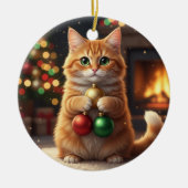 Collector Cat Christmas Proud Cat Holding Baubles Keramik Ornament (Vorne)