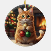 Collector Cat Christmas Proud Cat Holding Baubles Keramik Ornament (Hinten)