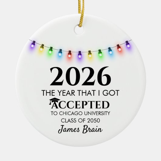 College Acceptance Ornament, College Ornaments,  Keramik Ornament (Vorne)
