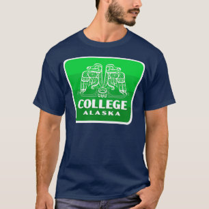 College Alaska Retro Vogel Abzeichen Grün T-Shirt
