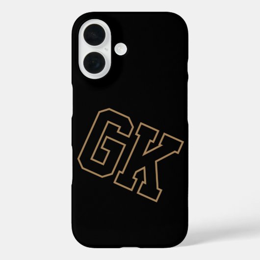 College Black Gold Varsity-Monogrammanfangsbuchsta Case-Mate iPhone Hülle (Rückseite)