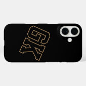 College Black Gold Varsity-Monogrammanfangsbuchsta Case-Mate iPhone Hülle (Rückseite (Horizontal))