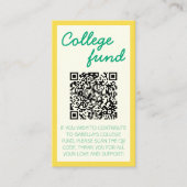College-Fonds Gelb Grün Geschenk QR-Code Abschluss Begleitkarte (Vorderseite)