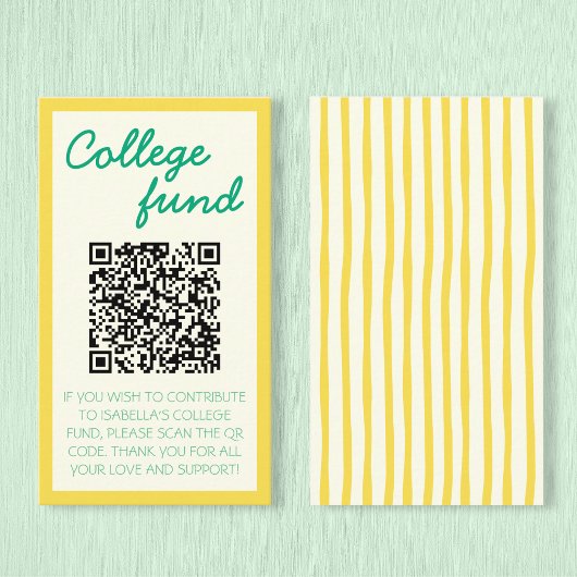 College-Fonds Gelb Grün Geschenk QR-Code Abschluss Begleitkarte