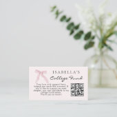 College-Fonds-QR-Code rosa Schleife Abschluss Begleitkarte (Stehend Vorderseite)