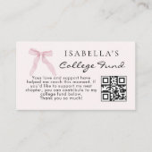 College-Fonds-QR-Code rosa Schleife Abschluss Begleitkarte (Vorderseite)