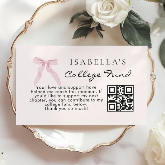 College-Fonds-QR-Code rosa Schleife Abschluss Begleitkarte