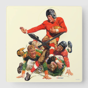 College Football Quadratische Wanduhr