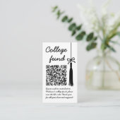 College Fund Black & White Gift Qr Code Graduation Begleitkarte (Stehend Vorderseite)