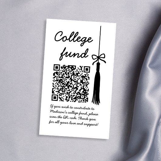 College Fund Black & White Gift Qr Code Graduation Begleitkarte