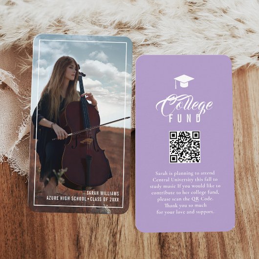 College Fund Modern Minimal Typography Lavender Begleitkarte