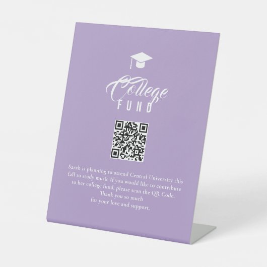 College Fund Modern Minimal Typography QR Code Sockelschild (Vorderseite)