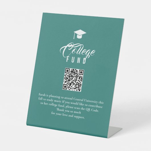 College Fund Modern Minimal Typography QR Code Sockelschild (Vorderseite)