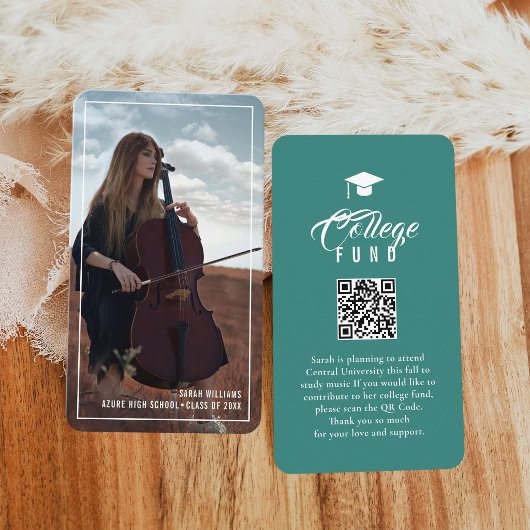 College Fund Modern Minimal Typography Teal Begleitkarte