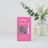 College Fund Pink Geschenk QR Code Abschlussfeier Begleitkarte (Stehend Vorderseite)