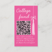 College Fund Pink Geschenk QR Code Abschlussfeier Begleitkarte (Vorderseite)