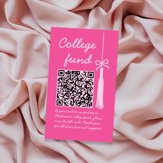 College Fund Pink Geschenk QR Code Abschlussfeier Begleitkarte