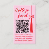 College Fund Pink & Red Gift Qr Code Graduation Begleitkarte (Vorderseite)