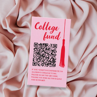 College Fund Pink & Roter Quaste QR-Code Abschluss Begleitkarte