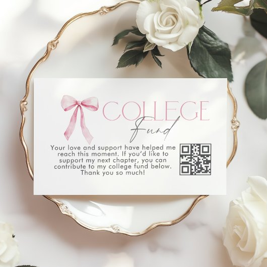 College Fund Qr Code Graduation Pink Bow Begleitkarte