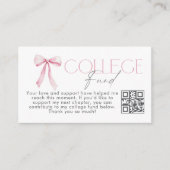 College Fund Qr Code Graduation Pink Bow Begleitkarte (Vorderseite)