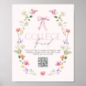 College Fund Qr Code Graduation Pink Bow Poster (Vorne)