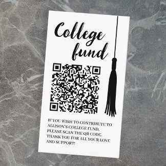 College Fund Schwarz Weiß Quaste QR-Code Abschluss Begleitkarte