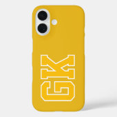 College Gelb Varsity-Monogrammanfänge Case-Mate iPhone Hülle (Rückseite)