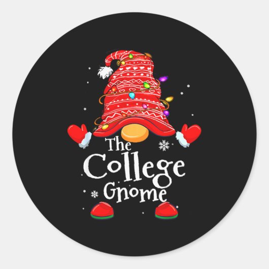 College Gnome - Xmas Family Matching Funny Christm Runder Aufkleber (Vorderseite)
