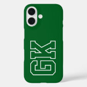 College Green White Varsity-Monogramm Anfangsbuchs Case-Mate iPhone Hülle (Rückseite)