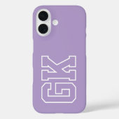 College Lila Weiße Varsity-Monogramm Anfangsbuchst Case-Mate iPhone Hülle (Rückseite)