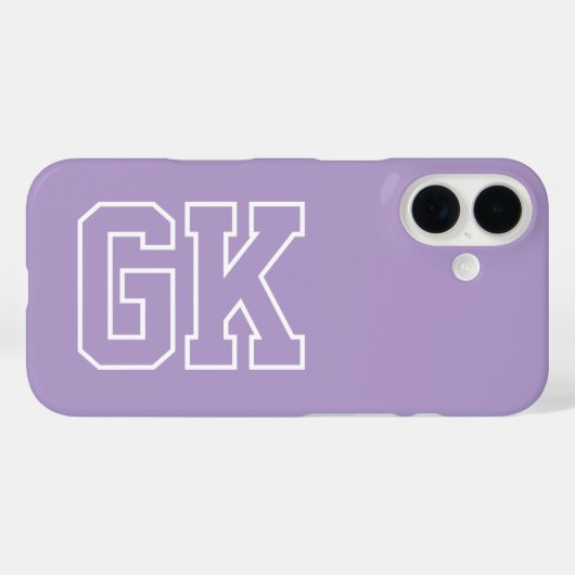 College Lila Weiße Varsity-Monogramm Anfangsbuchst Case-Mate iPhone Hülle (Rückseite (Horizontal))
