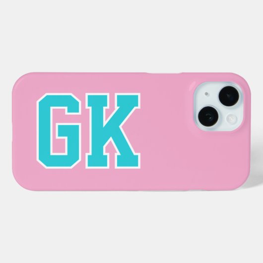 College Pink Türkis Varsity Monogramm Anfangsbuchs Case-Mate iPhone Hülle (Rückseite (Horizontal))