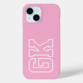 College Pink Weiße Varsity-Monogramm-Initialen Case-Mate iPhone Hülle (Rückseite)