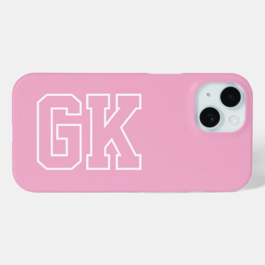College Pink Weiße Varsity-Monogramm-Initialen Case-Mate iPhone Hülle (Rückseite (Horizontal))